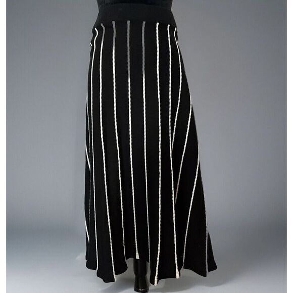 RAFAEL Dresses & Skirts - Rafael Black Knit White Braided Midi Skirt XLarge Witchy Gothcore Old Money Boho